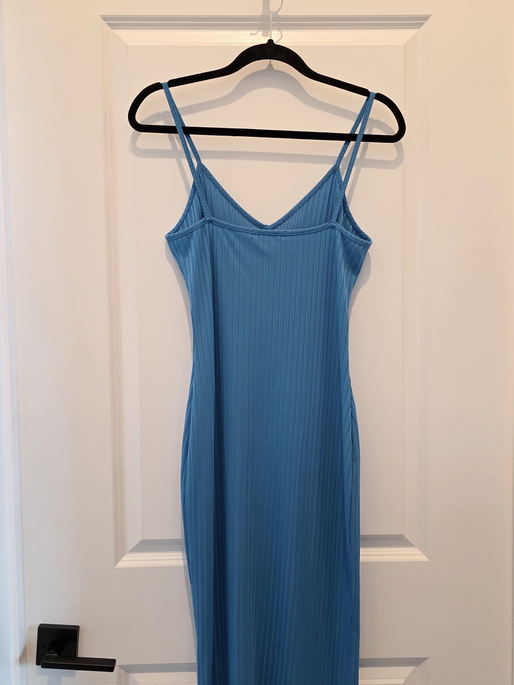Blue Ribbed Slip Dress - Picture 2 of 2